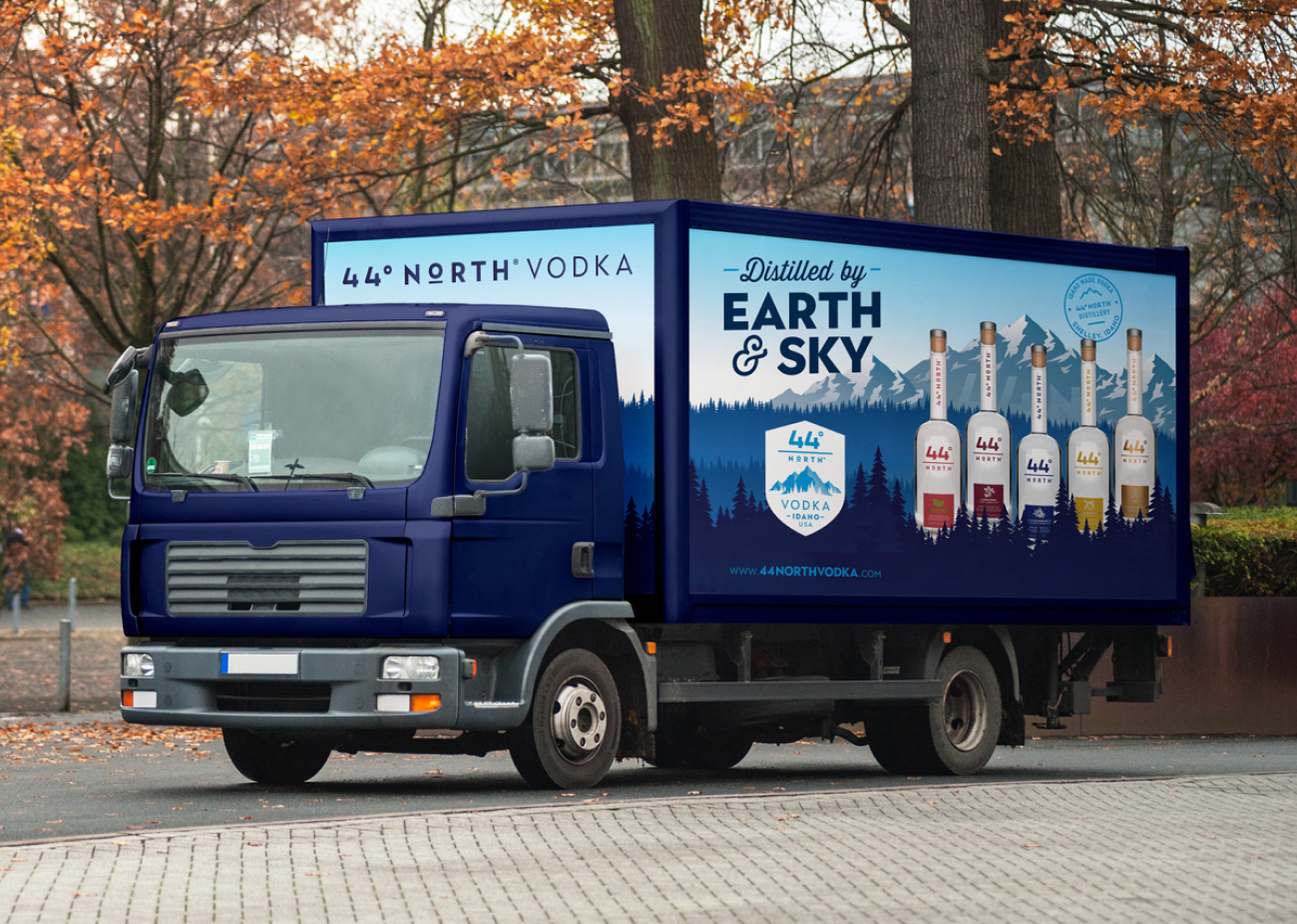 Delivery truck with 44 North graphics